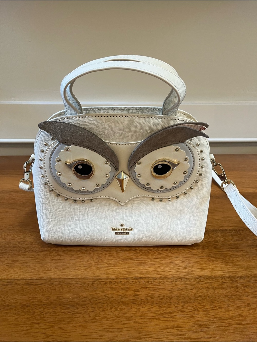 kate spade White Owl Appliqué Crossbody Satchel